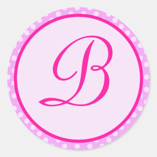 Pink Polka Dot Monogram Initial Sticker