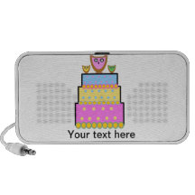 Pink polkadot owl cake laptop speaker