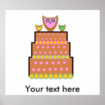 Pink polkadot owl cake