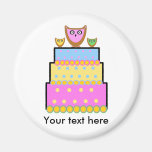 Pink polkadot owl cake refrigerator magnets