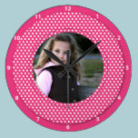 pink polkadot photo frame wall clocks