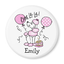 Pink Poodle Birthday Custom Magnet