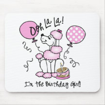 Pink Poodle Birthday Mouse Mat