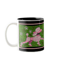 PINK POODLE PARADE - playful poodle mug