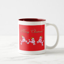 Pink Poodle Retro Merry Christmas Art Mug