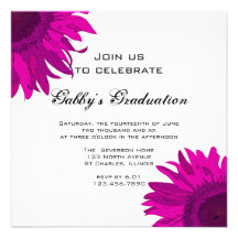 Pink Pop Art Flower Graduation Party Invitation