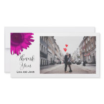 Pink Pop Art Sunflower Thank You Photo Card
