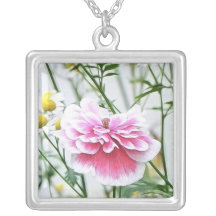 Pink Poppy And Feverfew Pendant