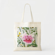 Pink Poppy And Feverfew Tote Bags