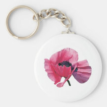 Pink Poppy Closeup Key Chains