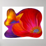 Pink Poppy Flower Butterfly - Multi posters