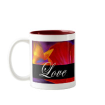 Pink Poppy Flower Butterfly Painting - Multi Coffee Mug
