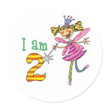 Pink princess fairy (age 2) round stickers