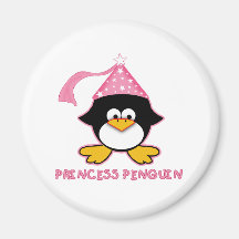 Pink Princess Penguin Fridge Magnets
