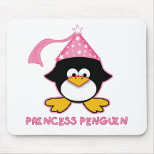 Pink Princess Penguin Mouse Pad