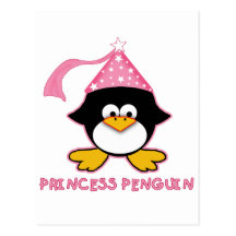Pink Princess Penguin Post Cards