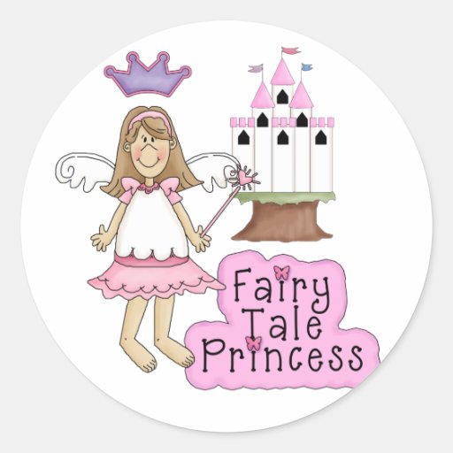 Pink Princess Round Stickers