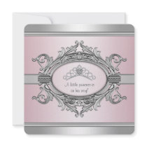 Pink Princess Tiara Princess Baby Girl Shower Custom Announcements