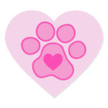 Pink Puppy Paws Heart Sticker