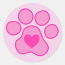 Pink Puppy Paws Heart Sticker