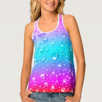 Pink Purple And Blue Gradient Water Droplets Tank Top