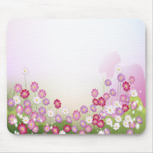 Pink, Purple and White Flowers Mouse Pad