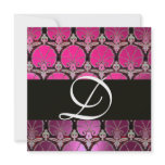 PINK PURPLE BLACK  DAMASK CARNATIONS MONOGRAM PERSONALIZED INVITATIONS
