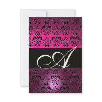 PINK PURPLE BLACK  DAMASK MONOGRAM  fuchsia white