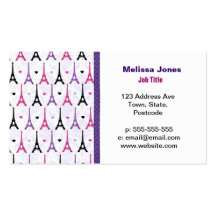Pink & Purple Eiffel Tower pattern Business Card Template