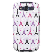 Pink & Purple Eiffel Tower pattern Samsung Galaxy S3 Cases