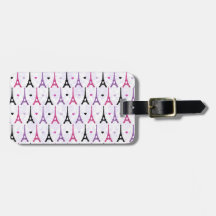 Pink & Purple Eiffel Tower pattern Tag For Bags