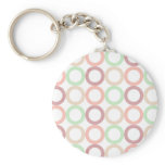 Pink Purple Green Pastel Circle Outlines Pattern Key Chain