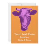 Pink & Purple Retro Cow Graphic invitations