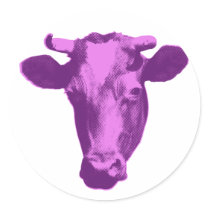 Pink & Purple Retro Cow Graphic