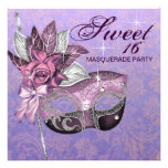 Pink Purple Sweet 16 Masquerade Party Personalized Invite
