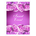 Pink purple "sweet sixteen" wedding rose personalised invites