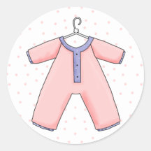 Pink Pyjamas Baby Girl Shower Envelope Seal Sticker