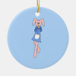 Pink Rabbit Carrying a Cupcake. ornaments