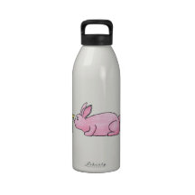 Pink Rabbit with Flower. Drinking Bottles