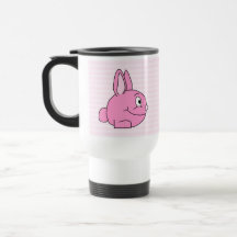 Pink Rabbit with Light Pink Stripe Background. Mugs