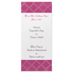 Pink Reception Menu rack cards