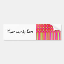 Pink, red and green christmas trees with stripes p bumper stickers