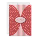 Pink & Red Dots Stripes Baby Shower Invitations