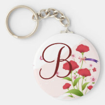 Pink Red Floral Save the Date magnet, available ro Keychain