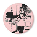 Pink Retro 50's Housewife in the Kitchen magnets