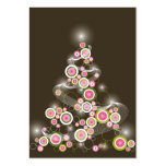 Pink Retro Circles Christmas Tree Mini Invitation business cards
