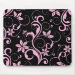 Pink Retro Modern Floral Pattern Elegant Mousepad