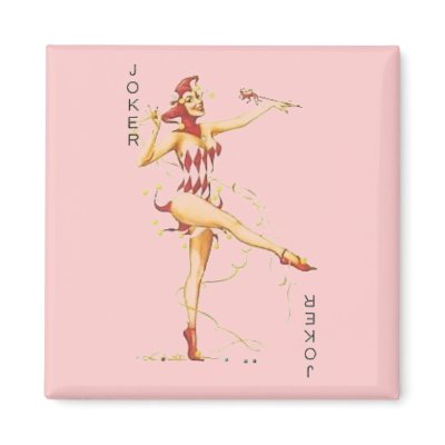 Pink Retro Sexy Joker #1 Refrigerator Magnets by JuJuGarden