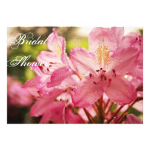 Pink Rhododendron in the Rain Custom Invitation
