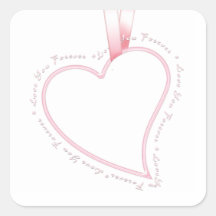 Pink Ribbon and Heart for Weddings Sticker